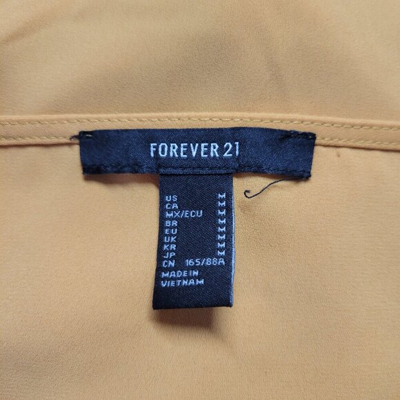 Forever 21 Medium Goldenrod Rolled Shortsleeve V Neck Front Knot Lightweight Top - Picture 8 of 9